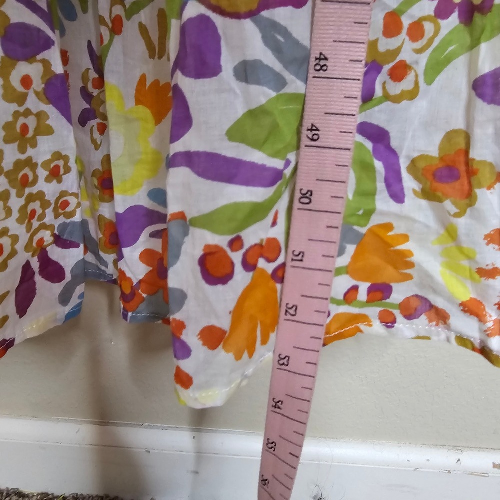 Fate Floral Tie Shoulder Ric Rac Trim Tiered Cotton Maxi Dress Small Multi Color - Picture 10 of 10